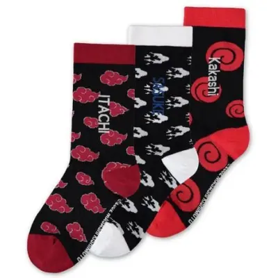 Naruto - Anime Strumpor - Sasuke Kakashi Itachi (3Pack) - EU 39-42 EU 43-46 - för Herr - flerfärgad
