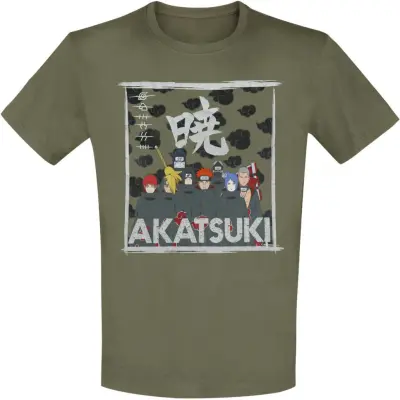 Naruto - Anime T-shirt - Akatsuki Clan - M XXL - för Herr - grön