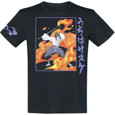 Naruto - Anime T-shirt - Sasuke - M - för Herr - svart