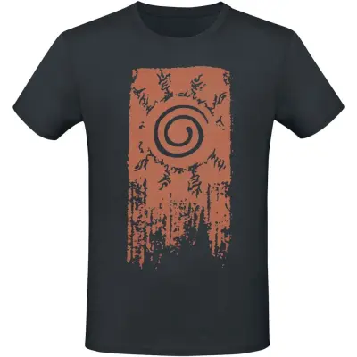 Naruto - Anime T-shirt - Shippuden - Konoha Symbol - S XXL - för Herr - svart