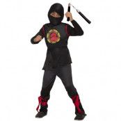 Ninja svart/röd barn-L