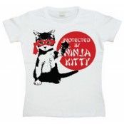 Protected By Ninja Kitty Girly T-shirt, Girly T-shirt