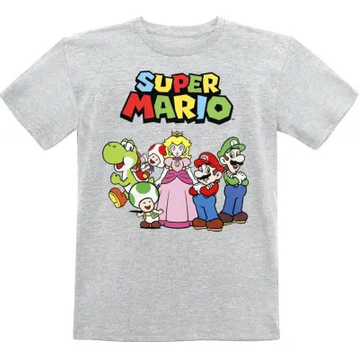 Nintendo - gaming T-shirt - Barn - Characters - 104 152 - för barn - gråmelerad