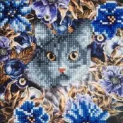 Diamond Painting Card Kit 18x18cm Cat&Flowers