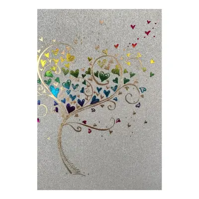 Gratulationskort Glittrig med Hjärtan