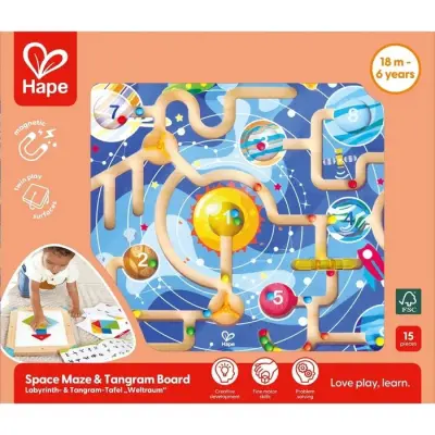 Hape Labyrint och Tangrambräda Rymden - Hape -  Leksaksaffären