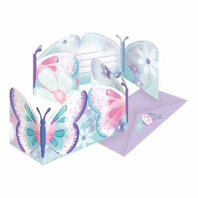 Inbjudningskort Fjäril - 8-pack
