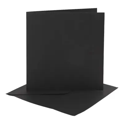 Kort med Kuvert Svart - 15,2 x 15,2 cm