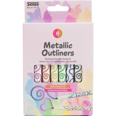 Metallic Outliners Konturpennor 6-pack - Sense -  Leksaksaffären