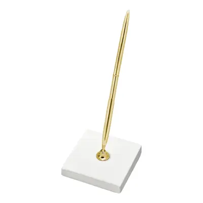 Penna med Hållare Guld - Krämvit
