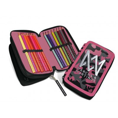 Marcus & Martinus Pennfodral dubbelt med innehåll Camo Rosa