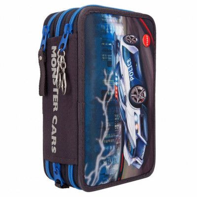 Monster Cars Trippelpennfodral med LED