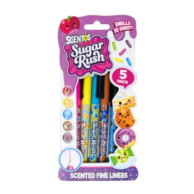 Scentos Sugar Rush Fineliners med doft 5-pack Lila - Scentos -  Leksaksaffären