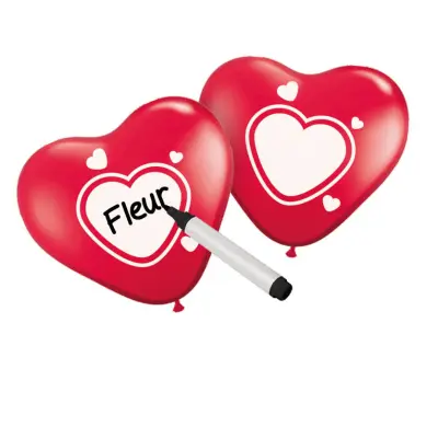 Skrivbara ballonger hjärtan 6-pack