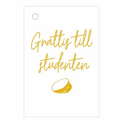 Studentkort Mini Grattis Till Studenten Vit