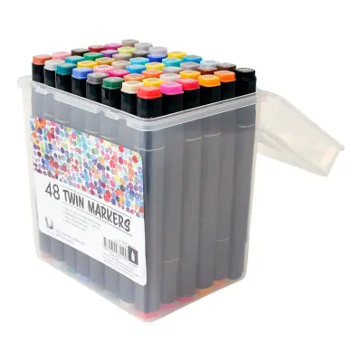 Tuschpennor Dubbelspets Alkoholbaserade Multipack - 48-pack
