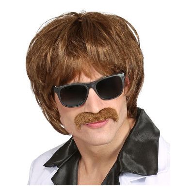 60-tals Peruk Brun med Mustasch - One size