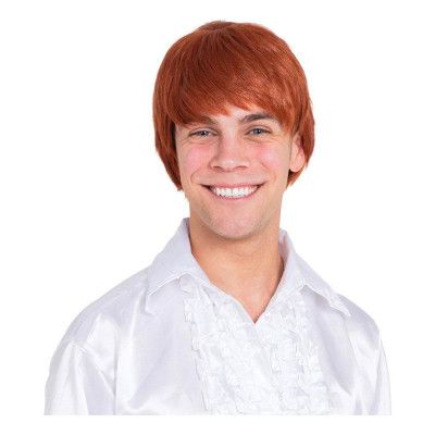 60-tals Röd Kort Peruk - One size