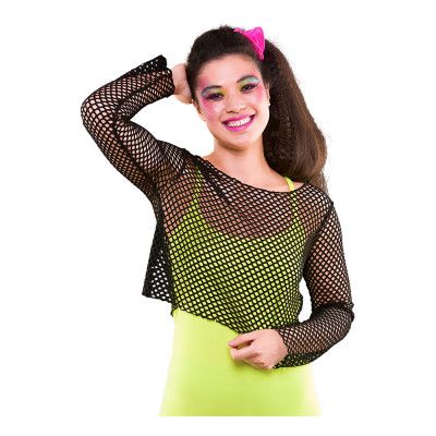 80-tals Fisknätströja Kort Svart - One size