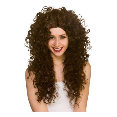 80-tals Lång Lockig Brun Peruk - One size