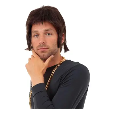 80-tals Peruk Brun med Polisonger - One size