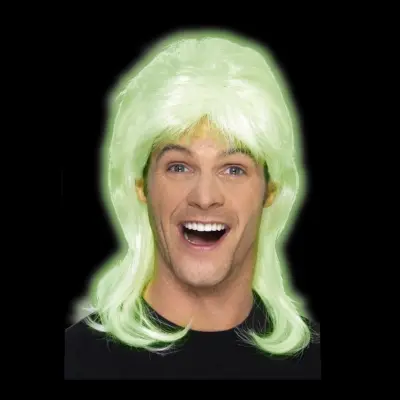 80-tals Självlysande Hockeyfrilla Peruk - One size