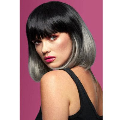 Alien Grey™ Ombre Glam Doll™ Peruk Med Lugg Grå