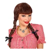 Bavarian Brun Peruk med Flätor - One size