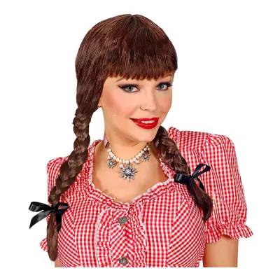 Bavarian Brun Peruk med Flätor - One size
