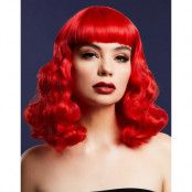 Bettie Deluxe Wig - Kan Stylas! - Röd Axellång Peruk