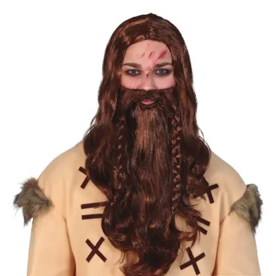 Brun Perukset Viking - One size
