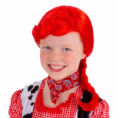 Cowgirl Röd Barn Peruk