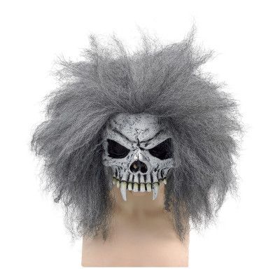 Dödskalle Halvmask med Hår - One size