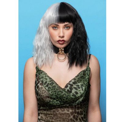 Dark Side Of The Moon™ Trash Goddess™ Peruk Svart/Vit