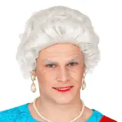 Drottning Peruk Vit - One size