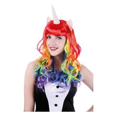 Enhörning Regnbågsfärgad Peruk - One size