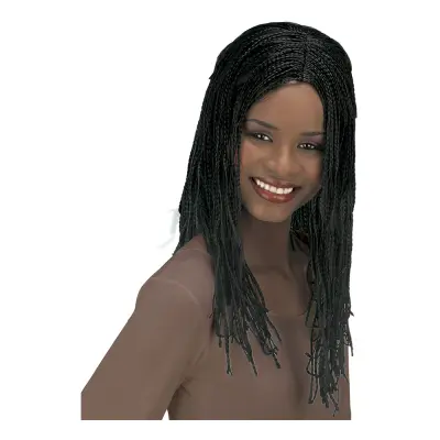 Flätad Svart Peruk