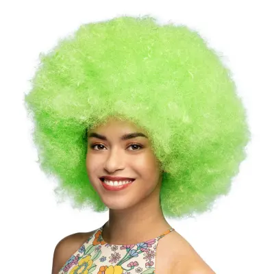 Fluffig Neongrön Peruk - One size
