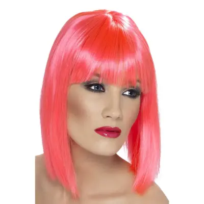 Glam Neonrosa Peruk - One size