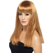 Glamourös Peruk Med Lugg Lång Ljusbrun