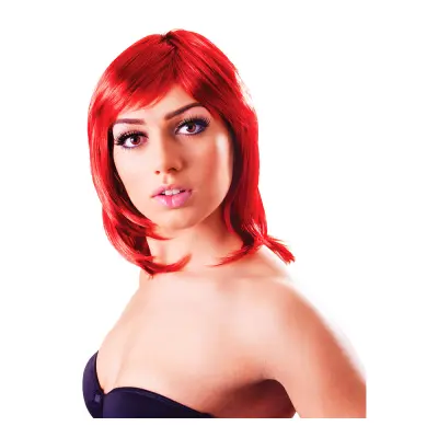 Glamour Uppklippt Röd Peruk - One size