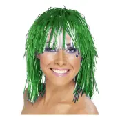 Glitterperuk Grön - One size