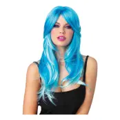 Glow Tvåtonad Havsblå Deluxe Peruk - One size