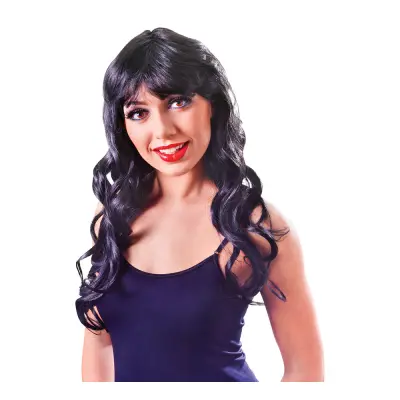 Gotisk Svart Peruk med Lockar - One size