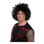 Hårdrockare Svart Peruk - One size