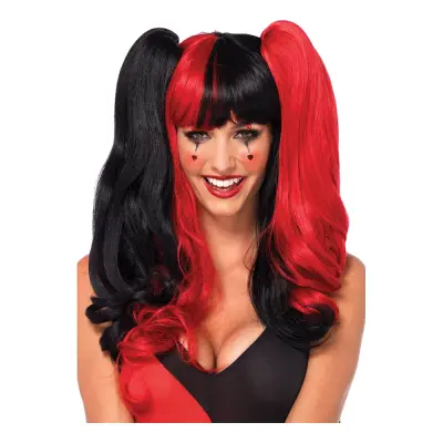 Harlequin Deluxe Peruk med Avtagbara Tofsar - One size