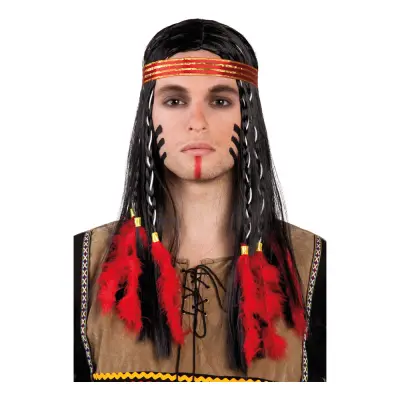 Indianhövding med Pannband Peruk - One size
