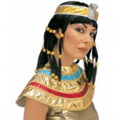 Kleopatra Hals och Peruk med Huvudband och Pärlor - Svart
