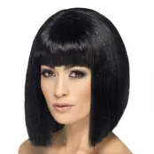 Kokett Svart Peruk med Lugg - One size