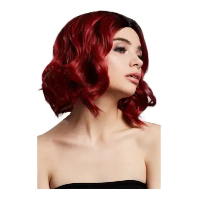 Kourtney Rubinröd Kort Tvåtonad Peruk med Lockar - One size